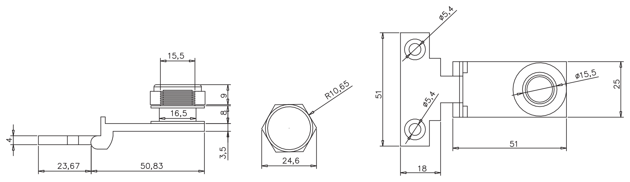 Cam Menteşesi · 4154 — Teknik çizim